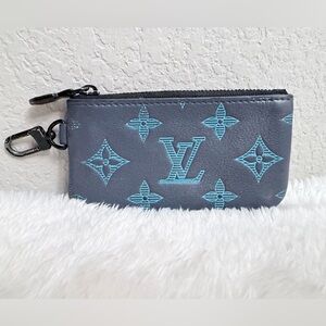 Louis Vuitton Navy and Turquoise Monogram Key Pouch